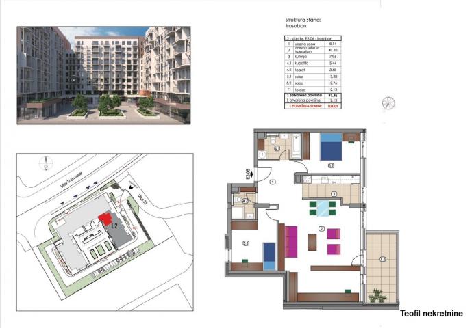 NOVI BEOGRAD TOŠIN BUNAR 104m2 , (T) , 326464e