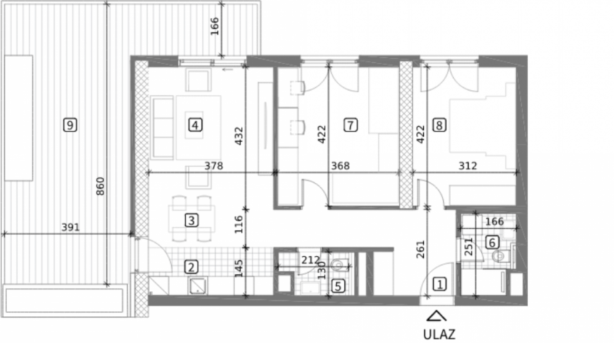 PLANET Residence - TROSOBAN STAN TIP II sa dvorištem