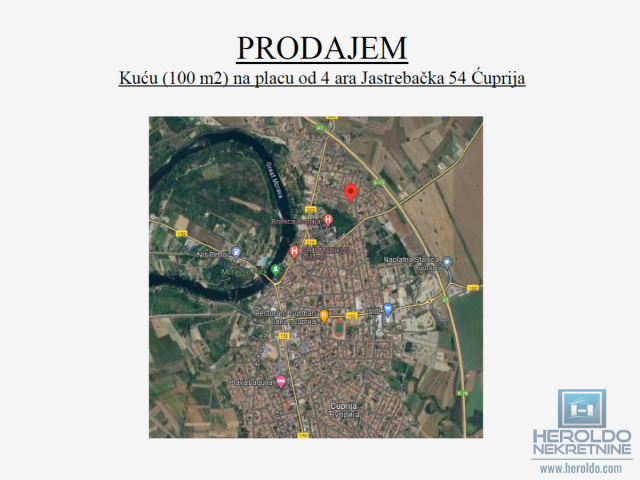 Prodaje se kuca površine 111m2 na placu od 4 ara u Ćupriji. Izuzetna lokacija i potencijal. 