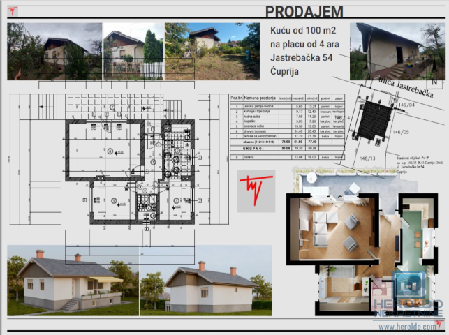 Prodaje se kuca površine 111m2 na placu od 4 ara u Ćupriji. Izuzetna lokacija i potencijal. 