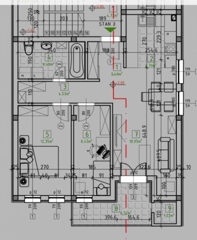 ADICE, 67 m2, Trosoban sa pdv