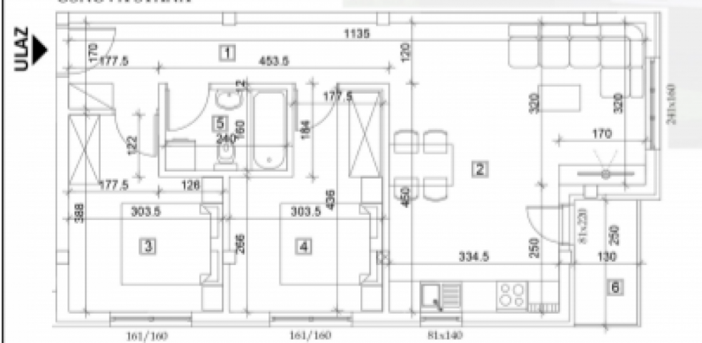 ADICE, 59 m2, Trosoban sa pdv