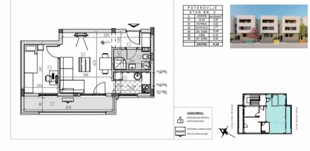 ADICE, 41 m2, Jednoiposoban, Nov