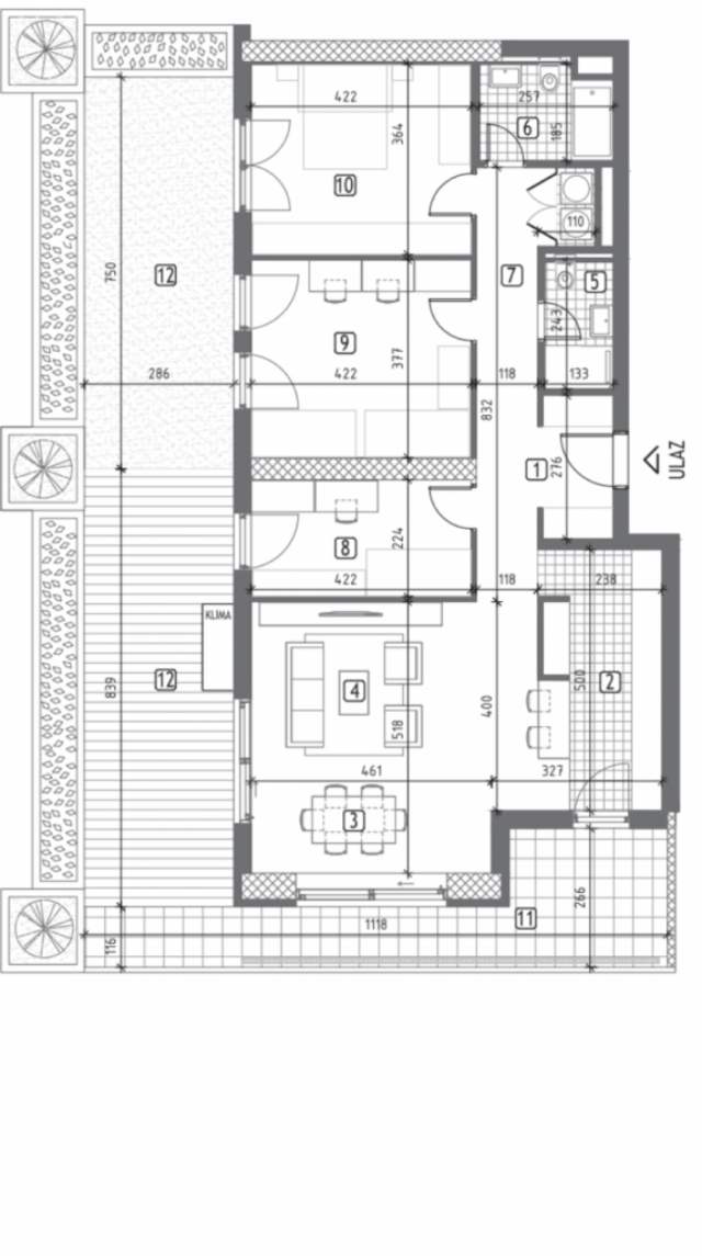 PLANET Residence - ČETVOROSOBAN STAN TIP II sa dvorištem