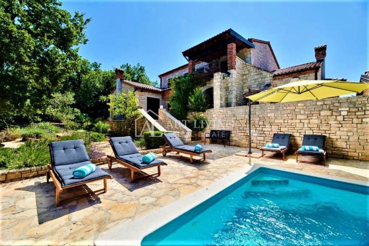 Buje-surroundings, stone villa in the Istrian style with a swimming pool and a large garden