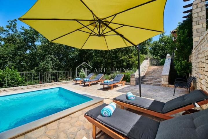 Buje-surroundings, stone villa in the Istrian style with a swimming pool and a large garden