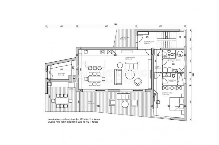 Umag-Umgebung, Attraktives Baugrundstück 927 m2 mit Projekt und Meerblick