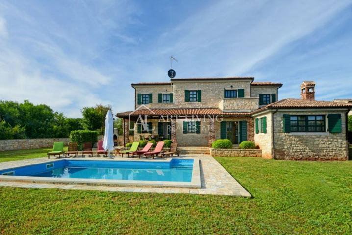 Poreč-Umgebung, Luxusvilla aus Stein im istrischen Stil mit Swimmingpool