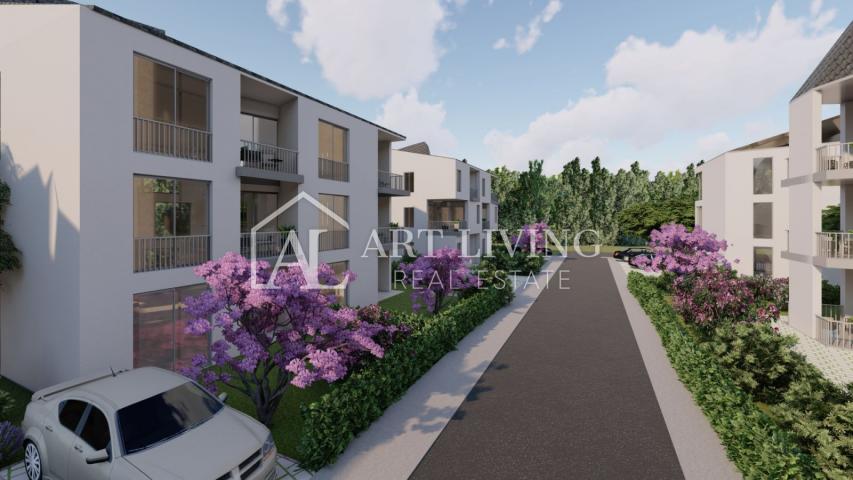 Umag-surroundings, two-room modern apartment under construction 300 m from the sea