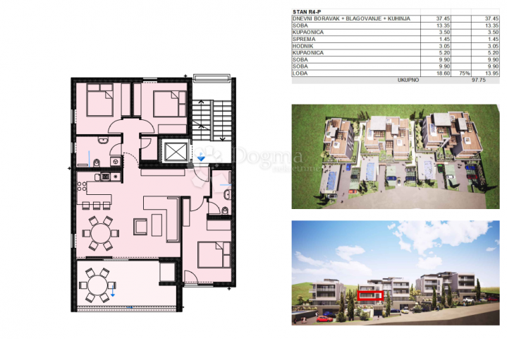 THREE-BEDROOM APARTMENT ON THE FIRST FLOOR OF A NEW CONSTRUCTION, R4-P