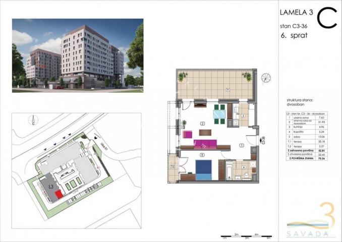 Novi Bograd, SAVADA 3, Tošin bunar, LUX 2. 0, 75, 26m2, NOVOGRADNJA