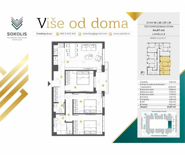 SOKOLIS KONDOMINIJUM – Četvorosoban stan – 84. 87m² 