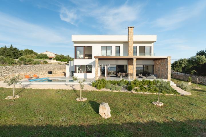 Insel Pag, mediterrane moderne villa mit Meerblick