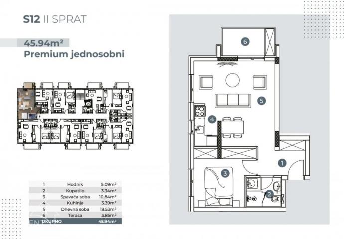 JEDNOSOBAN - DIREKTNA PRODAJA - EKSKLUZIVNA NOVOGRADNJA U BANJI VRDNIK