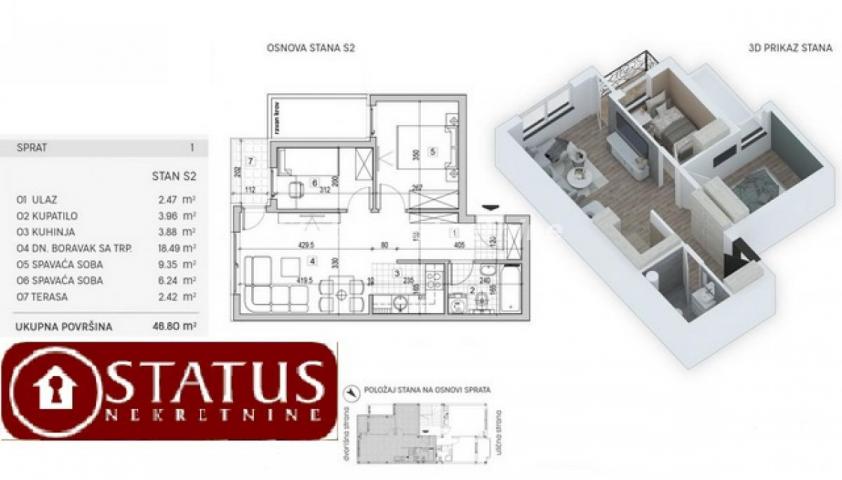 Adice- Dvoiposoban stan 71 m2 u Pogodnom kraju-povrat PDV-065/385 8880