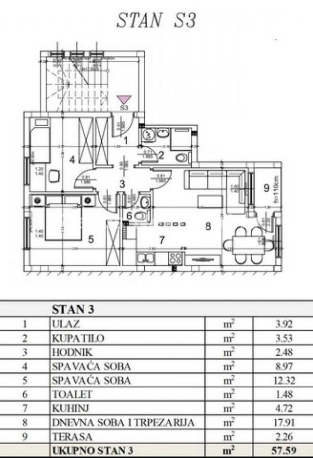 Veternik-Dvoiposoban stan 61 m2 na Odličnoj Lokaciji-povrat PDV-a-065/385 8880