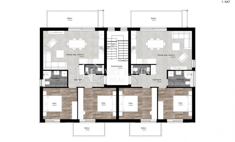 Istrien, Poreč, Umgebung – attraktive Wohnung im ersten Stock eines kleineren Wohnhauses – NEUBAU