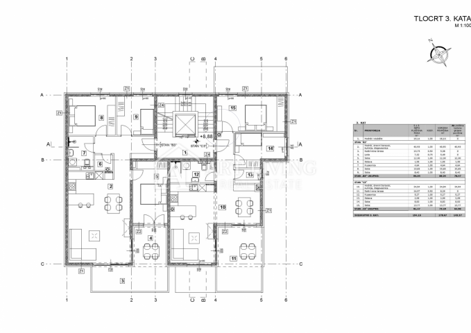 Poreč-Umgebung, Moderne Wohnung im dritten Stock mit Dachterrasse mit Meerblick