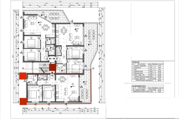 Istra, Ližnjan, moderan trosobni stan s pogledom na more NKP 80 m2