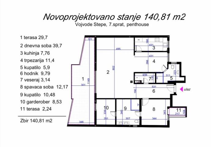 Autokomanda, luksuzan penthaus, centralna klima, viši plafoni, kamin .. 