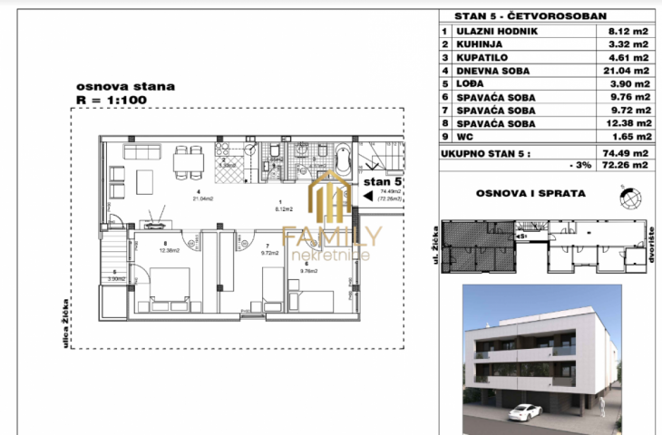 Savremeni četvorosoban stan 73m² – Adice, Prvi Sprat, Savršena Prilika!