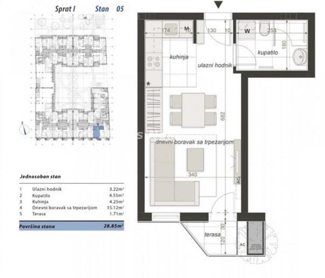 Centar-Idealan Jednosoban stan 29 m2 u Izgradnji-povraćaj PDV-a-065/385 8880