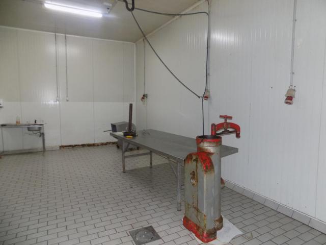 Production hall for meat processing