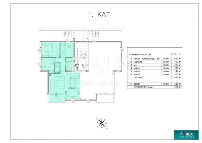 VIŠKOVO, komforan 3S+DB stan od 75 m2 sa okućnicom u novogradnji