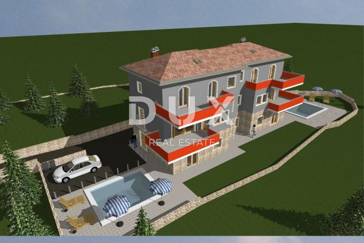 OPATIJA, IČIĆI, POLJANE- građevinsko zemljište 620m2 S GRAĐEVNOM DOZVOLOM i pogledom na more 