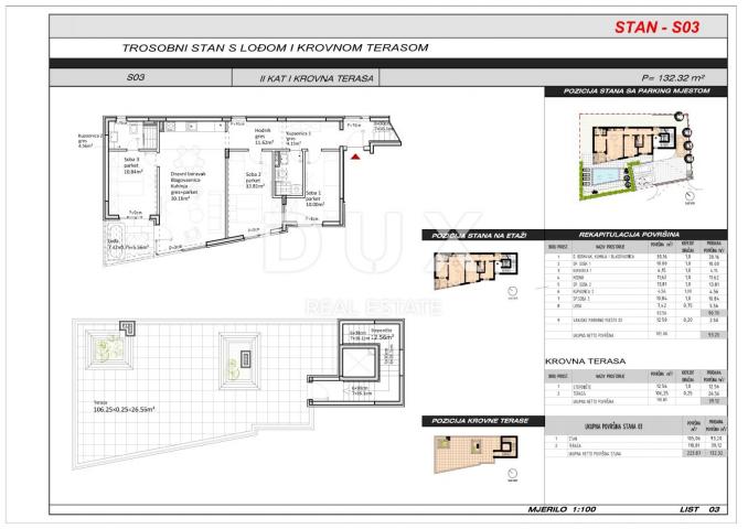 ZADAR, SUKOŠAN - Luksuzan penthouse u izgradnji 1. red do mora DS03