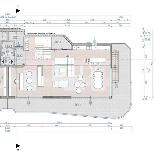 OPATIJA, CENTAR- dvoetažni penthouse 433m2 s panoramskim pogledom na more i krovnom terasom S2