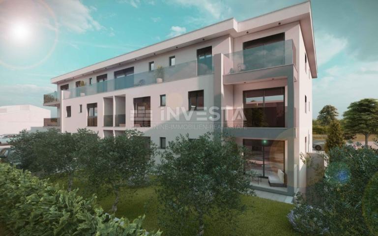 Štinjan, two-room apartment on the ground floor of a new building, parking, near the sea