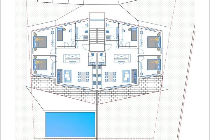 Premantura, građevinsko zemljište  za 6 stambenih jedinica 1295 m2 u centru mjesta