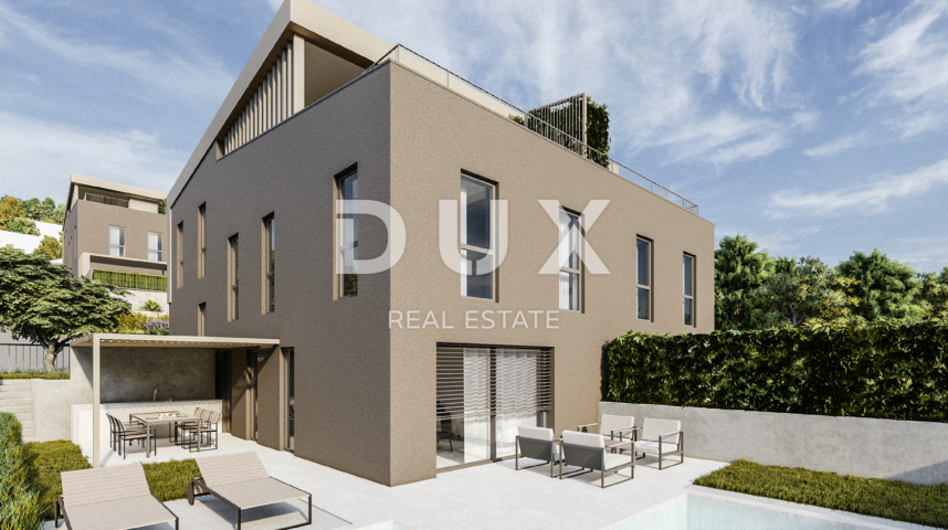 RIJEKA, KOSTRENA – exklusive Wohnung mit Pool – Neubau mit Panoramablick auf das Meer! GELEGENHEIT!