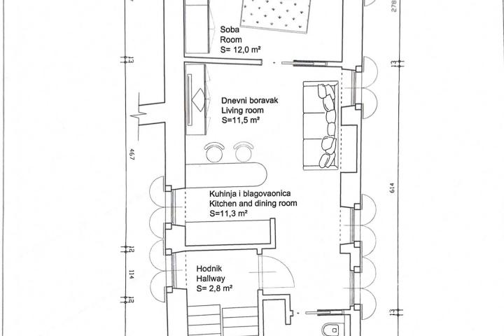 Istra, Rovinj, novoadaptiran stan NKP 42. 50m2 i studio NKP 16m2 u centru grada