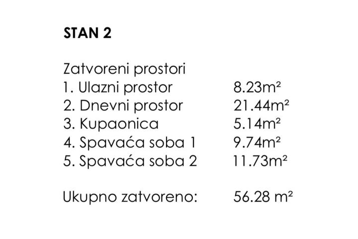 Kaštel Lukšić, dvosoban stan u prizemlju neto korisne površine 56, 28 m2 – S2