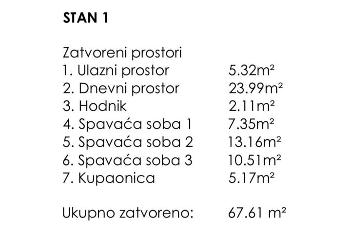 Kaštel Lukšić, trosoban stan u prizemlju neto korisne površine 67, 61 m2 – S1