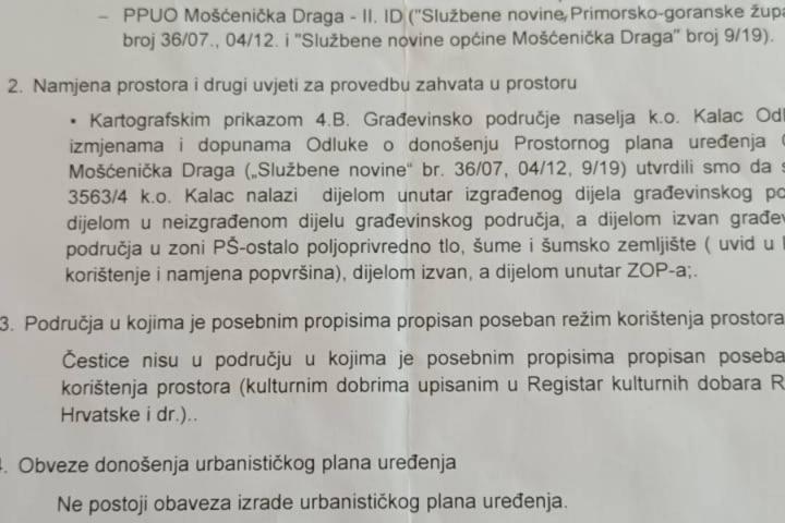 Mošćenička Draga, građevinsko zemljište 2256 m2 sa pogledom na more