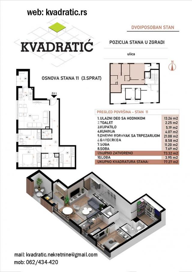 Crveni Krst, 3. 0, 78m2, EG - Bez Provizije