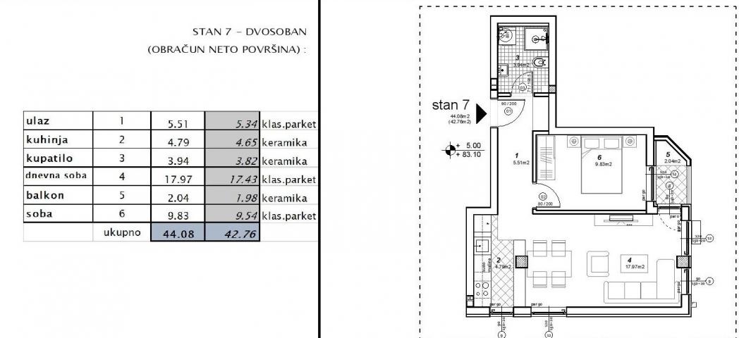 NOVI SAD - TELEP - 42. 76 m2