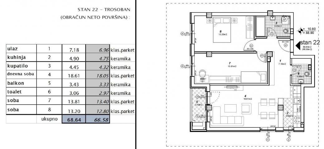 NOVI SAD - TELEP - 65. 58 m2