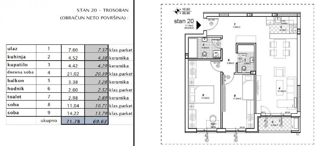 NOVI SAD - TELEP - 69. 63 m2