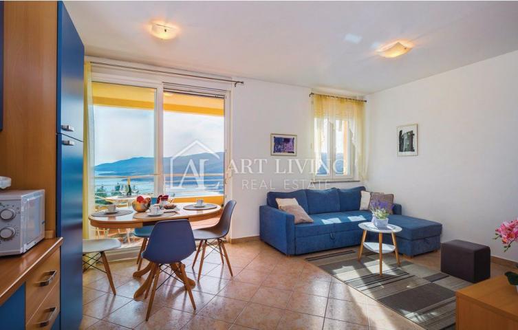 Istria, Rabac - a nice two-bedroom apartment with a pool and a panoramic sea view