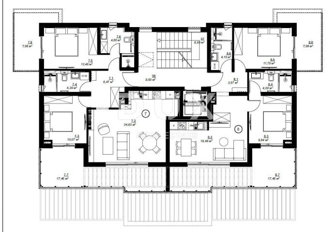 PULA, MEDULIN - Luxusapartment 78m2 in einem neuen Gebäude 100m vom Meer entfernt, Panoramablick auf