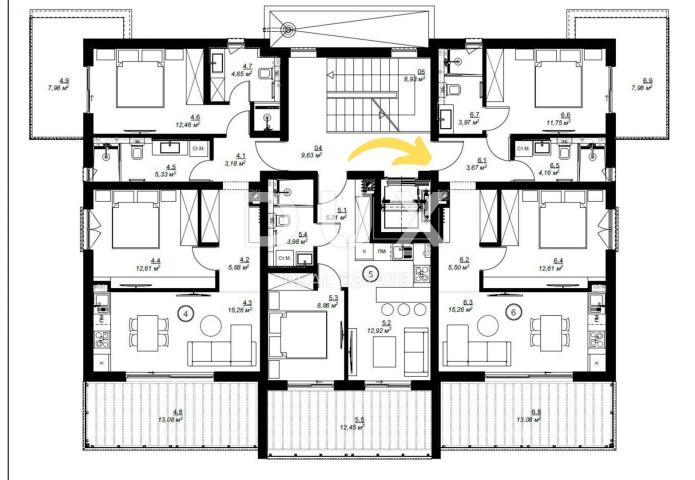 PULA, MEDULIN – größeres Apartment mit Terrasse und Meerblick in einem Neubau, 100 m vom Meer entfer