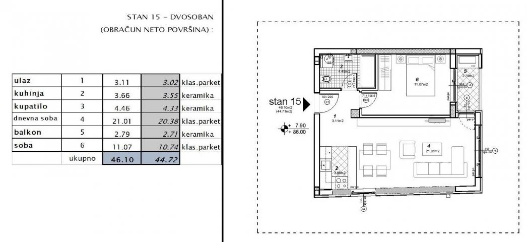 NOVI SAD - TELEP - 44. 72 m2