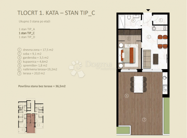 NAJPOŽELJNIJA NOVOGRADNJA U GRADU - STAN B-1-C, NA 1. KATU S POGLEDOM NA MORE