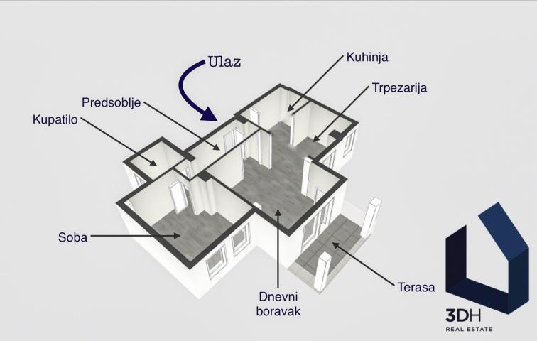 Cerak vinogradi 64m2, 2. 0 komforan, sa zastakljenom lođom