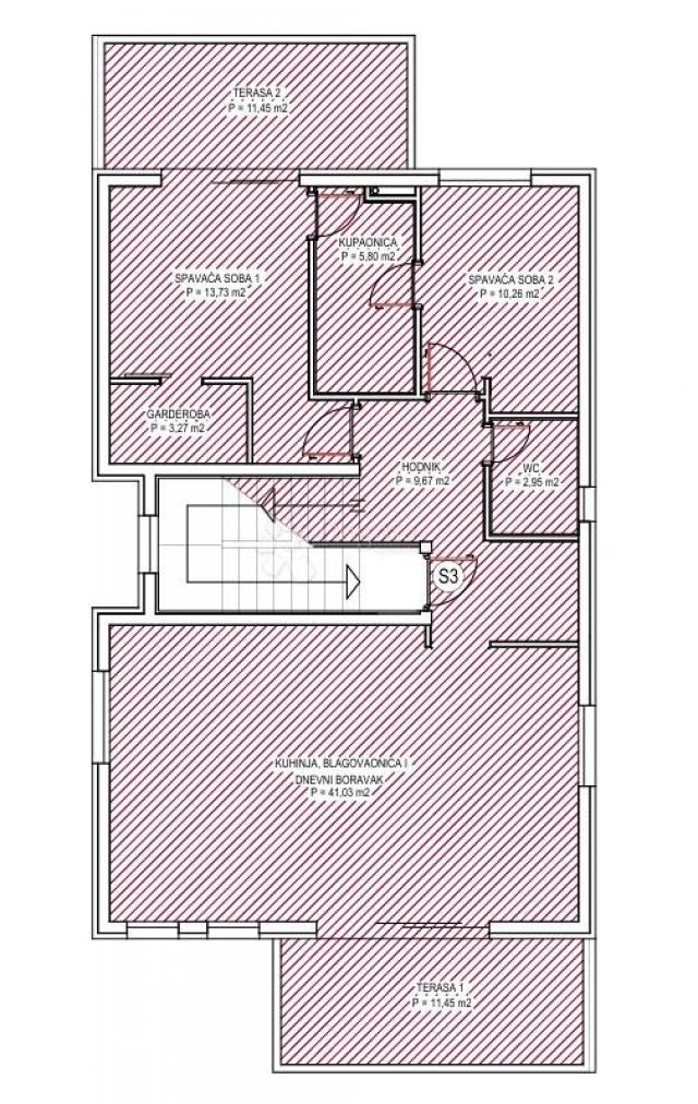 PRILIKA!! - PETRČANE - S4 PENTHOUSE S KROVNOM TERASOM I POGLEDOM NA MORE 135, 90m2