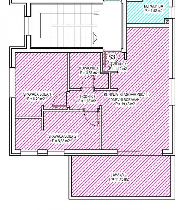 GELEGENHEIT!! - PETRČANE - S3 ZWEIZIMMERWOHNUNG IM ERSTEN STOCK, 53,96 m²